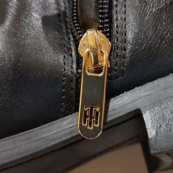 Tommy Hilfiger Twilexis Tall Leather Wool Zip Up Knee Boots - Picture 4 of 5